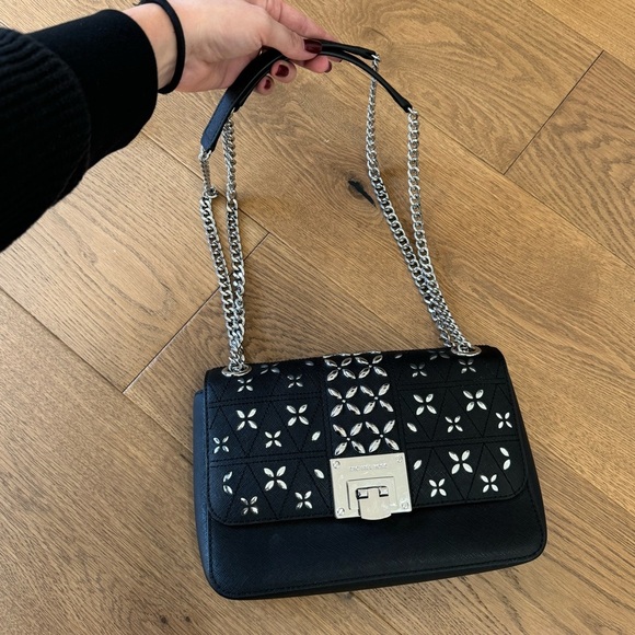 EUC Michael Kors Tina Medium Shoulder Flap Leather Chain Bag - Black - Picture 7 of 9